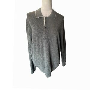 Patrick James West Coast‎ Classic Dark Gray Cashmere Polo Long Sleeve Mens XL
